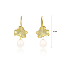 Load image into Gallery viewer, 925 Sterling Silver Plated Gold Fashion Temperament Lotus Leaf Freshwater Pearl Earrings