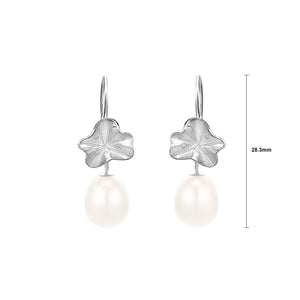 925 Sterling Silver Fashion Temperament Lotus Leaf Freshwater Pearl Earrings