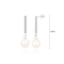 Load image into Gallery viewer, 925 Sterling Silver Fashion Simple Bar Geometric Freshwater Pearl Earrings with Cubic Zirconia