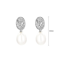 Load image into Gallery viewer, 925 Sterling Silver Fashion Vintage Beauty Pattern Geometric Freshwater Pearl Earrings