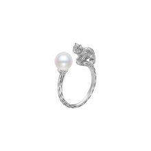 Load image into Gallery viewer, 925 Sterling Silver Simple Vintage Cat Imitation Pearl Adjustable Open Ring