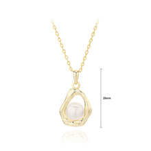 Load image into Gallery viewer, 925 Sterling Silver Plated Gold Fashion and Creative Irregular Lava Geometric Freshwater Pearl Pendant with Necklace