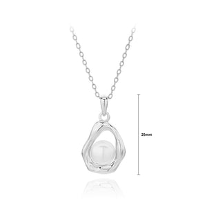 925 Sterling Silver Fashion and Creative Irregular Lava Geometric Freshwater Pearl Pendant with Necklace