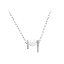 Load image into Gallery viewer, 925 Sterling Silver Fashion Simple Strip Freshwater Pearl Pendant with Necklace