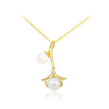 Load image into Gallery viewer, 925 Sterling Silver Plated Gold Fashion Temperament Flower Freshwater Pearl Pendant with Necklace