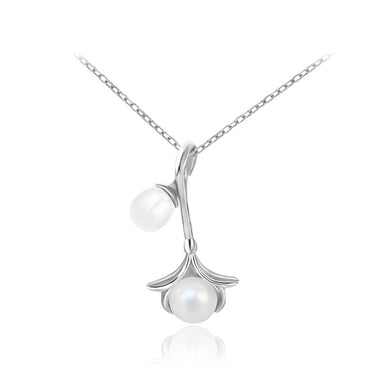 925 Sterling Silver Fashion Temperament Flower Freshwater Pearl Pendant with Necklace