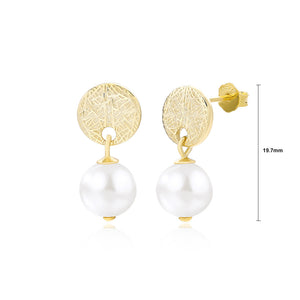 925 Sterling Silver Plated Gold Simple and Elegant Irregular Pattern Geometric Freshwater Pearl Earrings