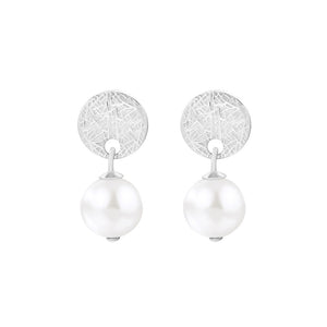 925 Sterling Silver Simple and Elegant Irregular Pattern Geometric Freshwater Pearl Earrings