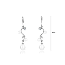 Load image into Gallery viewer, 925 Sterling Silver Fashion Simple Leaf Freshwater Pearl Long Earrings with Cubic Zirconia