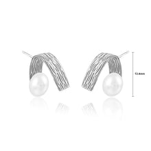 Load image into Gallery viewer, 925 Sterling Silver Fashion Temperament Irregular Pattern V-shaped Geometric Freshwater Pearl Stud Earrings