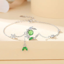 Load image into Gallery viewer, 925 Sterling Silver Fashion Temperament Ivy Leaf Imitation Cats Eye Tassel Bracelet with Cubic Zirconia