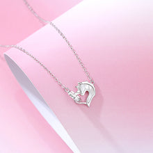 Load image into Gallery viewer, 925 Sterling Silver Fashion and Creative Unicorn Mother-of-pearl Heart-shaped Pendant with Necklace