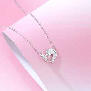 925 Sterling Silver Fashion and Creative Unicorn Mother-of-pearl Heart-shaped Pendant with Necklace