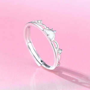 925 Sterling Silver Fashion and Creative Unicorn Mother-of-pearl Adjustable Ring