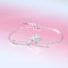 Load image into Gallery viewer, 925 Sterling Silver Fashion Creative Unicorn Mother-of-pearl Heart-shaped Bracelet