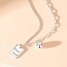 Load image into Gallery viewer, 925 Sterling Silver Simple and Fashion Good Luck Geometric Square Bead Pendant with Necklace