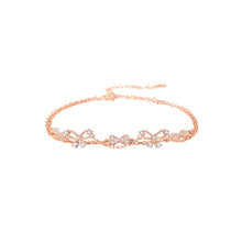 Load image into Gallery viewer, 925 Sterling Silver Plated Rose Gold Fashion Sweet Butterfly Double Layer Bracelet with Cubic Zirconia