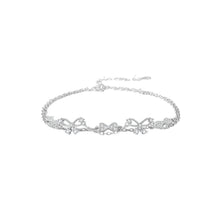 Load image into Gallery viewer, 925 Sterling Silver Fashion Sweet Butterfly Double Layer Bracelet with Cubic Zirconia