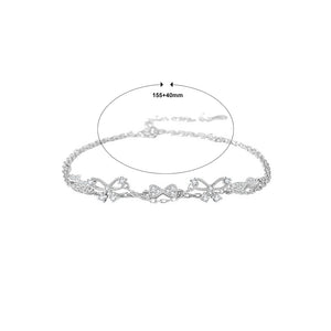 925 Sterling Silver Fashion Sweet Butterfly Double Layer Bracelet with Cubic Zirconia