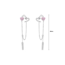 Load image into Gallery viewer, 925 Sterling Silver Fashion Sweet Double Heart Tassel Earrings with Cubic Zirconia