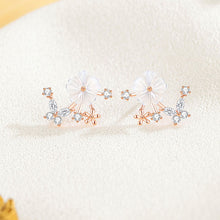Load image into Gallery viewer, 925 Sterling Silver Plated Rose Gold Fashion Temperament Flower Stud Earrings with Cubic Zirconia