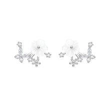 Load image into Gallery viewer, 925 Sterling Silver Fashion Temperament Flower Stud Earrings with Cubic Zirconia