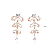 Load image into Gallery viewer, 925 Sterling Silver Plated Rose Gold Simple Sweet Ribbon Tassel Earrings with Cubic Zirconia