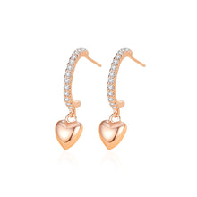Load image into Gallery viewer, 925 Sterling Silver Plated Rose Gold Simple Cute Heart Shape Earrings with Cubic Zirconia