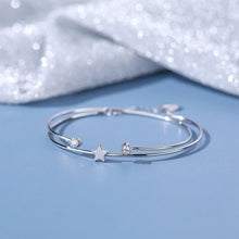 Load image into Gallery viewer, 925 Sterling Silver Simple Fashion Star Double Layer Bangle with Cubic Zirconia