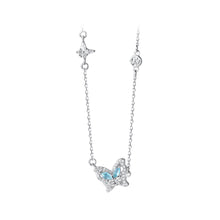 Load image into Gallery viewer, 925 Sterling Silver Simple Cute Butterfly Pendant with Cubic Zirconia and Necklace