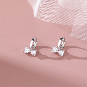 925 Sterling Silver Simple Cute Ribbon Earrings with Cubic Zirconia