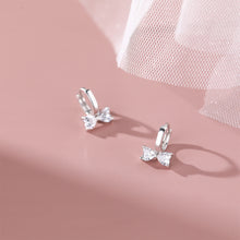 Load image into Gallery viewer, 925 Sterling Silver Simple Cute Ribbon Earrings with Cubic Zirconia