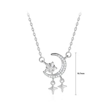 Load image into Gallery viewer, 925 Sterling Silver Fashion Bright Moon Star Tassel Pendant with Cubic Zirconia and Necklace