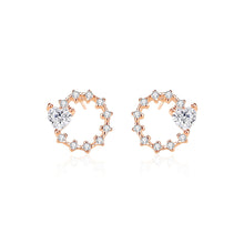 Load image into Gallery viewer, 925 Sterling Silver Plated Rose Gold Simple and Fashion Heart-shaped Circle Stud Earrings with Cubic Zirconia