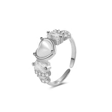 Load image into Gallery viewer, 925 Sterling Silver Fashion Vintage Heart Shape Imitation Pearl Adjustable Open Ring with Cubic Zirconia