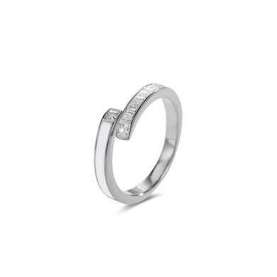925 Sterling Silver Simple Fashion Geometric Adjustable Open Ring with Cubic Zirconia