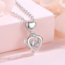 Load image into Gallery viewer, 925 Sterling Silver Simple and Fashion Double Heart-shaped Pendant with Cubic Zirconia and Necklace