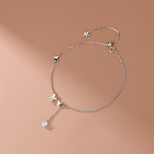 Load image into Gallery viewer, 925 Sterling Silver Simple Cute Butterfly Tassel Anklet with Cubic Zirconia