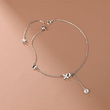 Load image into Gallery viewer, 925 Sterling Silver Simple Cute Butterfly Tassel Anklet with Cubic Zirconia