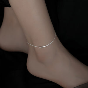 925 Sterling Silver Simple and Fashion Geometric Square Chain Anklet
