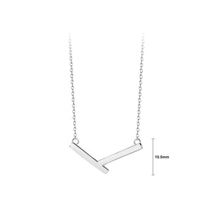 925 Sterling Silver Simple Personalized V-shaped Geometric Pendant with Necklace