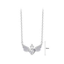 Load image into Gallery viewer, 925 Sterling Silver Fashion Brilliant Heart-shaped Angel Wings Pendant with Cubic Zirconia and Necklace
