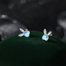 Load image into Gallery viewer, 925 Sterling Silver Simple Cute Rabbit Moonstone Stud Earrings