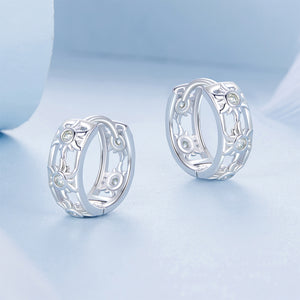 925 Sterling Silver Fashion Creative Sun Pattern Geometric Earrings with Cubic Zirconia