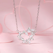 Load image into Gallery viewer, 925 Sterling Silver Fashion Simple Leaf Hollow Heart-shaped Pendant with Cubic Zirconia and Necklace
