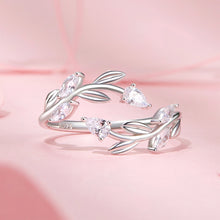 Load image into Gallery viewer, 925 Sterling Silver Simple Fashion Leaf Adjustable Open Ring with Cubic Zirconia