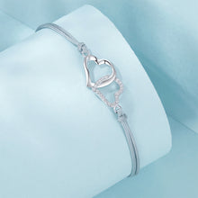 Load image into Gallery viewer, 925 Sterling Silver Fashion Simple Hollow Double Heart Bracelet with Cubic Zirconia