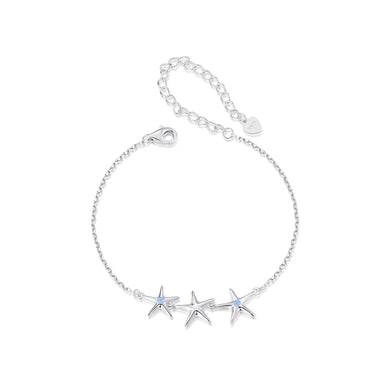 925 Sterling Silver Simple Fashion Starfish Bracelet with Cubic Zirconia