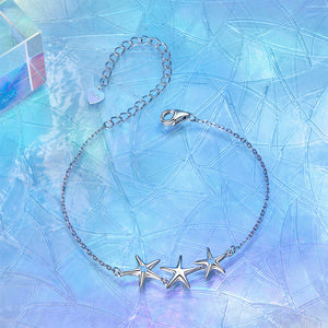 925 Sterling Silver Simple Fashion Starfish Bracelet with Cubic Zirconia