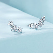 Load image into Gallery viewer, 925 Sterling Silver Simple Cute Star Stud Earrings with Cubic Zirconia